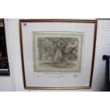 Framed limited edition print 'At Packington' after a Drawing by the 4th Earl of Aylesford 1751 -