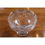 Edinburgh Crystal Pedestal bowl with cut decorative panels. 23cm in Diameter