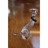 Swarovski Crystal Symbols Cat, with green collar, designed by Adi Stocker, 12cm high