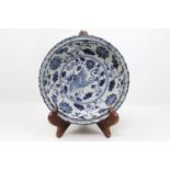 Chinese Blue and White floral and Game Bird decorated bowl with 6 character and double circle mark