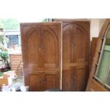 Pair of Large Victorian Pine Scrumbled Panelled doors 203 x 94cm