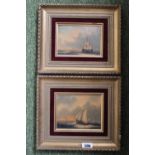 Pair of Oil on board by J H Friesch Maritime scenes. 16.5 x 13cm