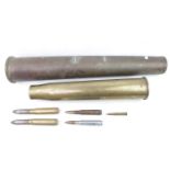 Large Brass Shell case OTO MELARA 76/62, another 6PR 7CWT 1942 plus smaller examples (7)