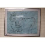 Sue Halliday framed Charcoal and wash of Life Drawing. 73 x 55.5cm