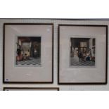 Pair of Framed and mounted signed prints by E M Hester signed in Pencil after Johannes Vermeer. 28 x