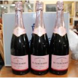3 Bottles of H Goutorbe Rose Grand Cru Champagne 750ml