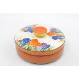 Clarice Cliff Crocus pattern lidded powder pot. 13cm in Diameter