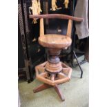 Interesting Hardwood Bar Stool with 18th/19thC Stagecoach Hub supports