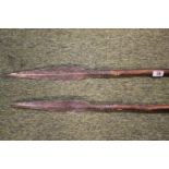 Pair of African Tribal Spears with naturalistic handles. 165cm in Length
