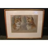 Heinrich Stoltz original pastel study of a Cat signed 33 x 22cm