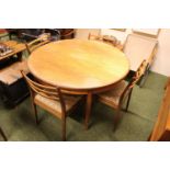 G Plan Circular extending table with 4 matching chairs 120cm in Diameter