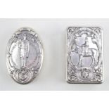 1 Oval and 1 Rectangular Silver lidded snuff boxes Grenadier Guards & 1953 Queen Elizabeth 55g total