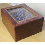 Large High Quality Humidor with Cigar Master Humidifier. Wood veneer with inlaid banding, bevelled