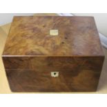 Antique Burr Walnut Dressing Case Box & Silver Plated Fittings c1860. Victorian period fitted