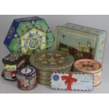 Collection of Seven Biscuit Tins. Including, Girl Guides 75th Anniversary Tin; Waller & Hartley,