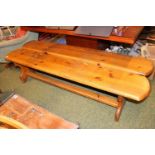 Pair of Heavy construction Pine Benches. 180cm in Length