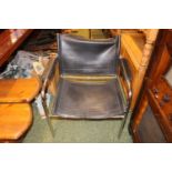 Retro tubular metal Chair with Black upholstery