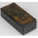 Hand Painted Papier Mache Snuff Box c1870.