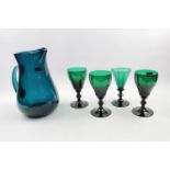 Good collection of Georgian and Victorian Coloured glassware inc. glasses, Water Jug and finger