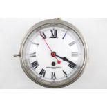 Smiths English Clock Ltd of London Ships Clock with Brass Case and numeral dial. With Key