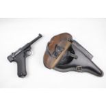 Replica C02 BB Air Pistol Walther P08 Luger with spare clip and good quality Leather Holster