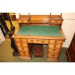 Victorian Oak Desk with brass drop handles with drawers to the top. 102cm in Width