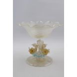 In the style of GRULIANO BALLARIN a impressive Murano glass tazza or centre piece, the shallow