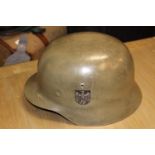 Third Reich Style M35 German Helmet with Leather lining