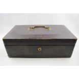 Edwardian Leatherette document box with brass fittings 38cm in Width (locked)