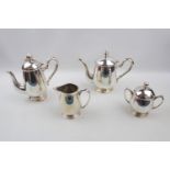 Edwardian Style 4 Piece Pear shaped Silver Tea Set marked 1925. 790g total weight