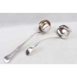 2 Silver Ladles to include Danish Bright cut and engraved by Olsen 180g and a Silver Ladle Sheffield
