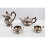 Early 20thC Silver 4 Piece Tea set Birmingham 1931 with Polished Composite handles. 650g total