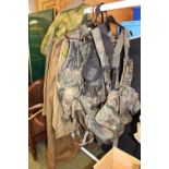 Collection of Assorted Webbing and Clothing, Grey Coat etc British and German Post War