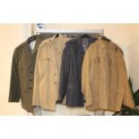 8 WW2 and later military jackets and 2 pairs trousers