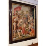 Framed Religious needlepoint of the Crucifixion of Christ C.1840. 58 x 78cm