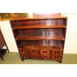 Late 19thC Mahogany Bookcase with 8 drawers to base, applied brass corners. 97cm in Width