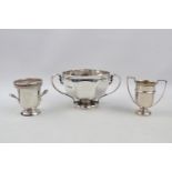 Panelled Silver two handled trophy bowl London 1911 by Goldsmiths & Silversmiths and 2 other