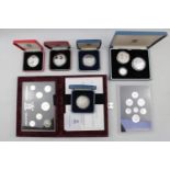 Collection of Silver Proof Coin sets inc. 2008 Silver proof set United Kingdom, 6 Silver Proof