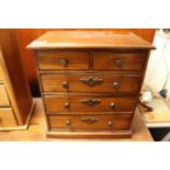 20thC Mahogany Apprentice chest of 2 over 3 drawers with metal handles. 34cm in Width