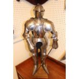 Unusual Handmade Suit of Armour mounted on wooden base. 69cm in Height