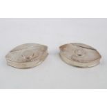 Pair of 19thC Diamond shaped hinged snuff boxes with applied George IV Silver Coins. 85mm in Width
