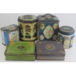 Collection of Six Enamel Tea Caddies & Biscuit Tins. Including, The Greys, Royal Scots Greys,