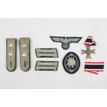 German Third Reich 1939 Merit Cross on later ribbon and a collection of insignia