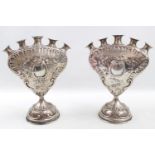 A Pair of Dutch Silver Tulip Vase, import marks for Chester 1902 of shaped design, all over detailed