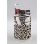 Silver Lidded Cigarette Container of cylindrical form with applied decoration London 1975. 180g