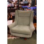 G Plan Green Upholstered Mid Century Chair on swivel base