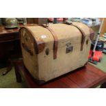 Late Victorian Canvas covered trunk with Leather straps