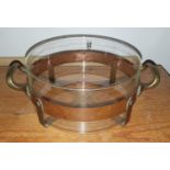 Nilsjohan! Sweden, 1970s glass bowl with copper fixture. 26cm in Diameter