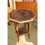 Octagonal Victorian Bamboo framed table with under tier. 54cm in Diameter