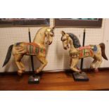 Pair of Hand carved Fairground horses 62cm in height